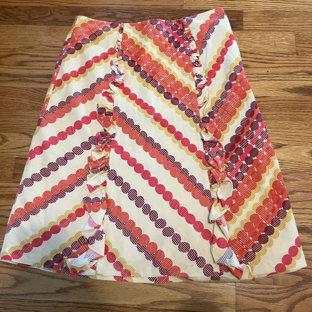 Odille White and Pink Asymmetrical A-Line Skirt